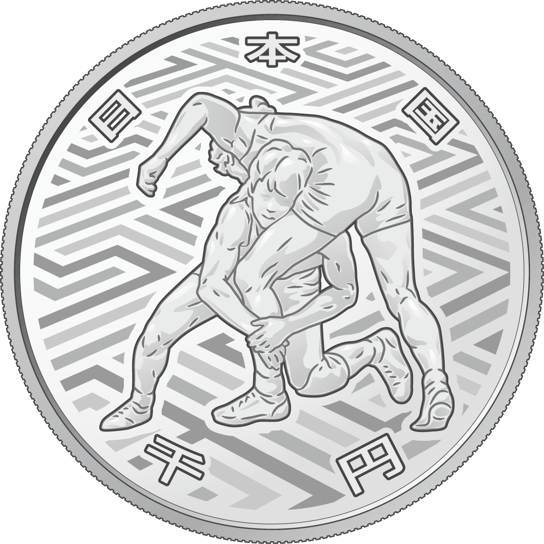 the obverse design of 1,000 yen silver coin