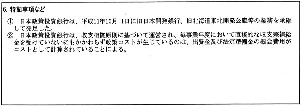 特記事項などを説明する表