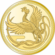 the obverse design of 10,000 yen gold coin