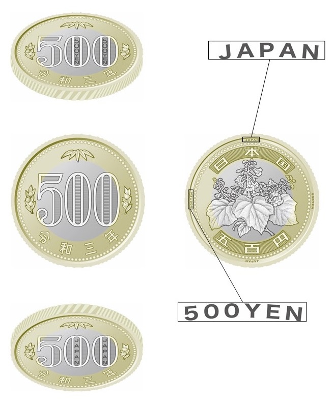 新しい500円貨幣のイメージ図