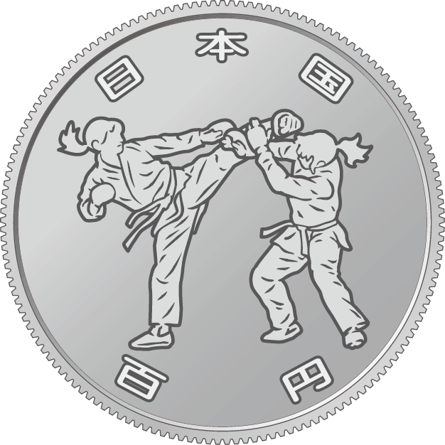 the obverse design of 100 yen clad coin