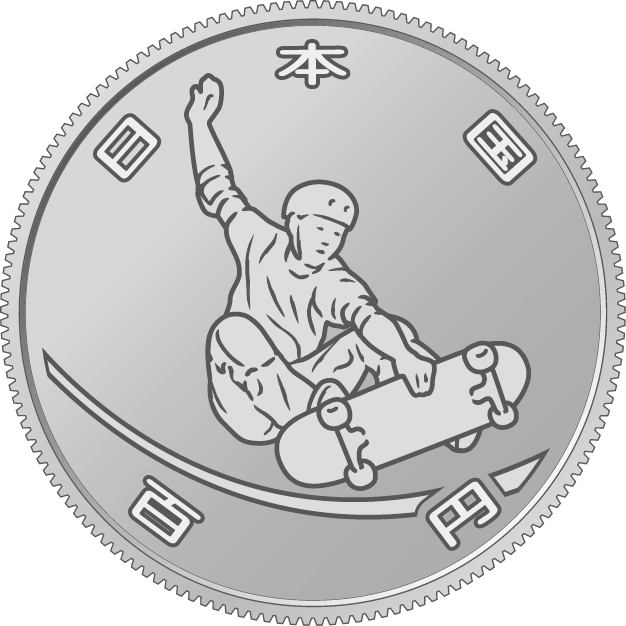 the obverse design of 100 yen clad coin