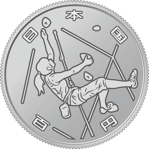 the obverse design of 100 yen clad coin