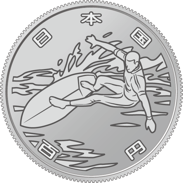 the obverse design of 100 yen clad coin