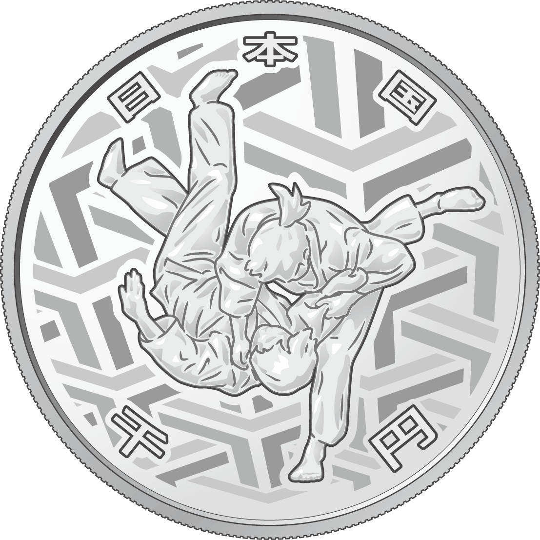 the obverse design of 1,000 yen silver coin