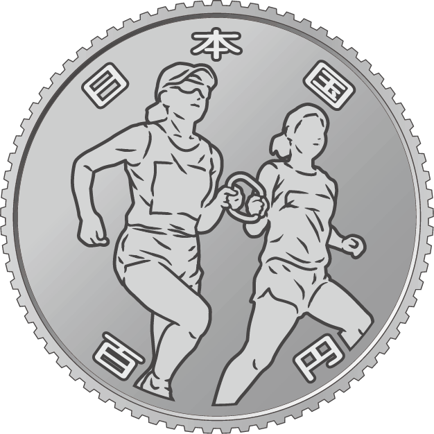 the obverse design of 100 yen clad coin