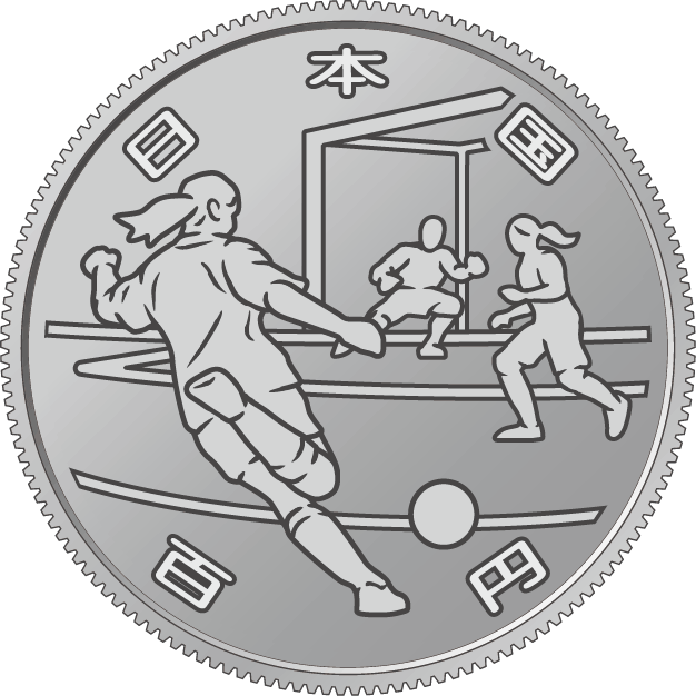 the obverse design of 100 yen clad coin