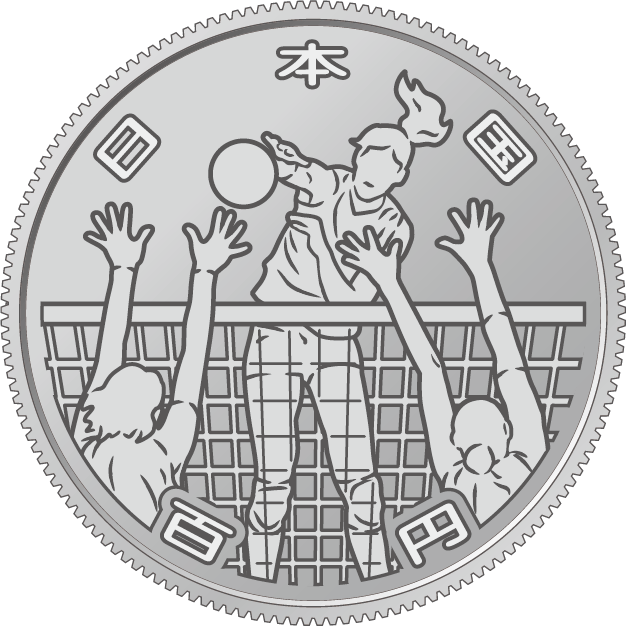 the obverse design of 100 yen clad coin