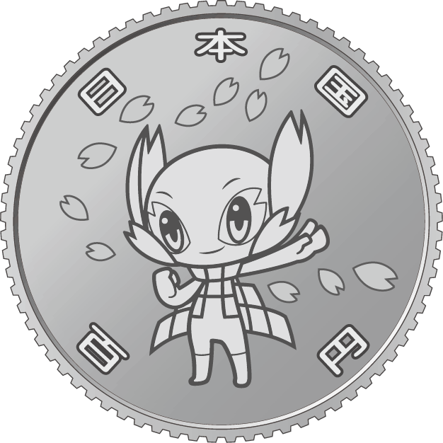 the obverse design of 100 yen clad coin