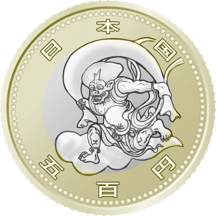 the obverse design of 500 yen bicolor clad coin