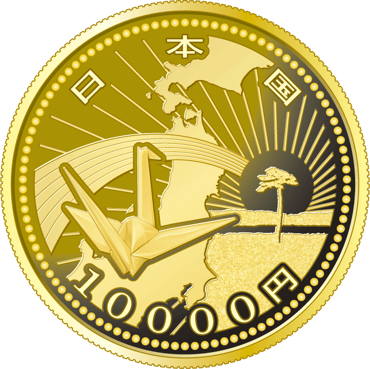the obverse design of 10,000 yen gold coin