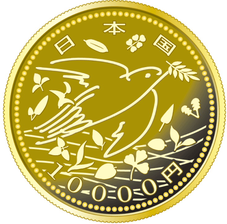 the obverse design of 10,000 yen gold coin