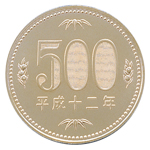 五百円ニッケル黄銅貨幣：裏
