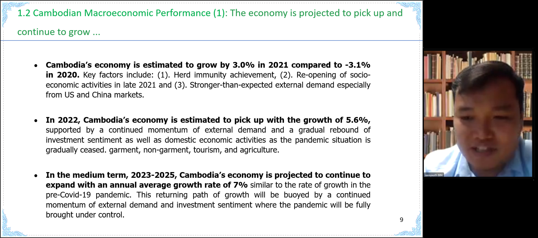 Short presentations on their country's economic situations