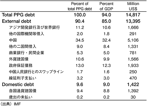 表１．2024年末時点の公的・公的保証付き（PPG）債務残高