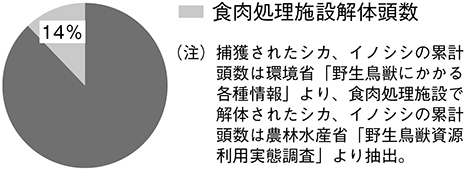 (図表10)捕獲されたシカ、イノシシのうち食肉処理施設での解体された割合