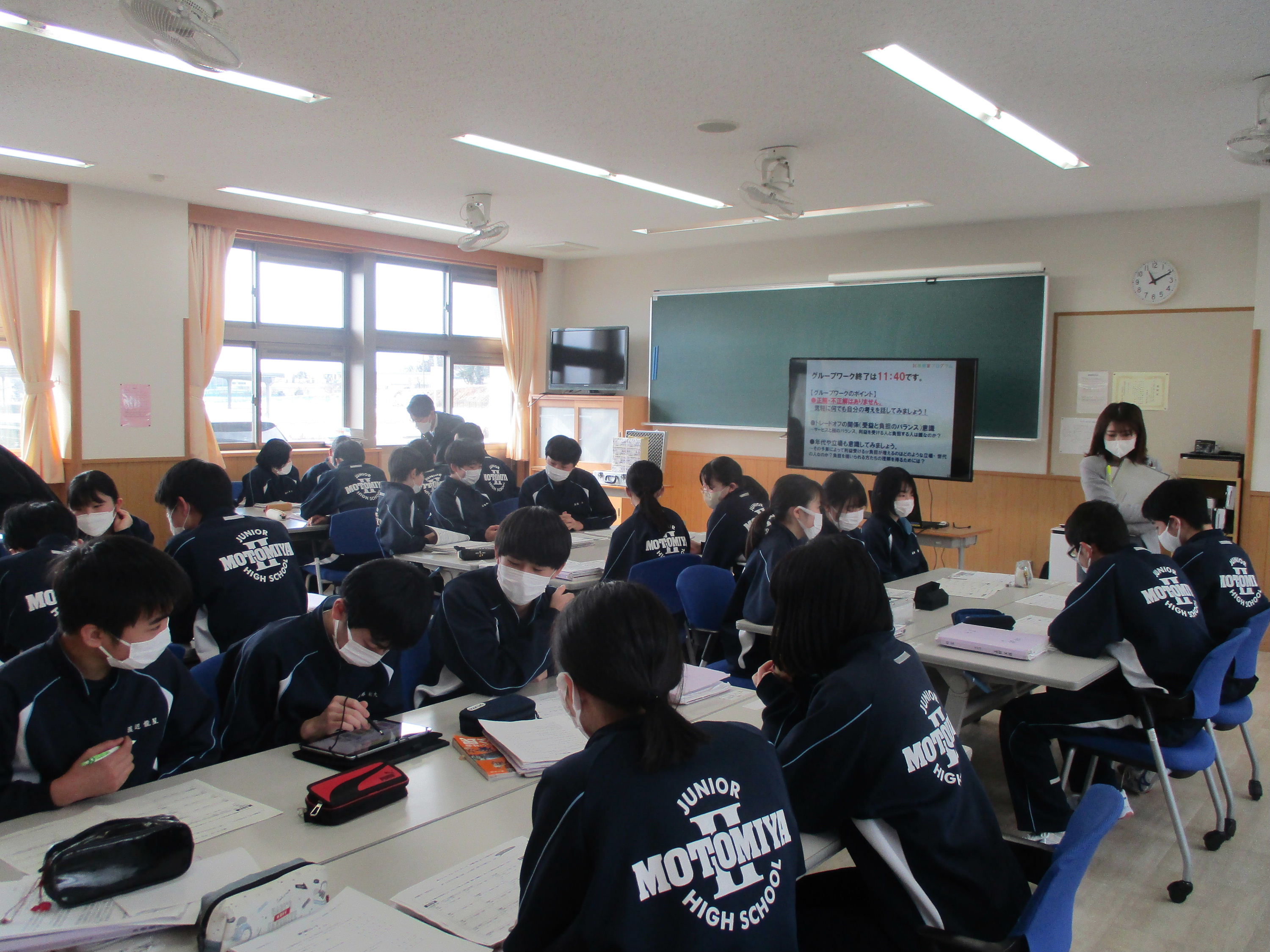 グループワークの様子（本宮市立本宮第二中学校）